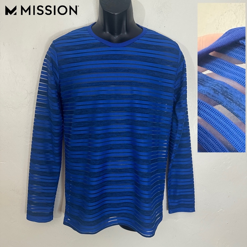 Mission Mesh Stripe Long Sleeve T Shirt Small Gently worn Nylon / spandex